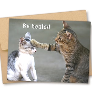 Funny Cats Get Well Sympathy Card, Be Healed Prayer