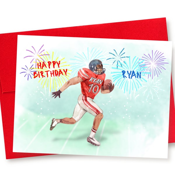 Personalized Football Birthday Card, Sports Fan, Football Fan Birthday Card, Card For Him, Guy Birthday, Quarterback, Touchdown