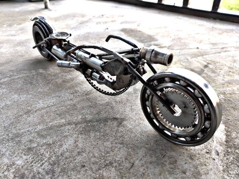 METAL ART Motorcycle Sculpture Welded Metal Scrap Steampunk Etsy