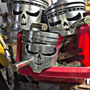 Carved Piston Skull, Custom Carved skull, aluminum piston skull