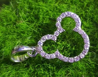 Simulated Diamond Mickey Mouse Pendant, 925 Sterling Silver
