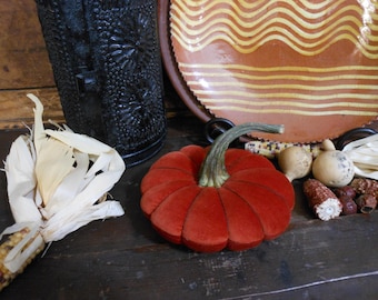 Small Orange Velvet Pumpkin