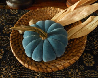 Small Blue Velvet Pumpkin