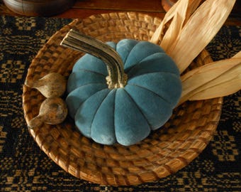 Small Blue Velvet Pumpkin