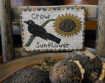 Crow and Sunflower Punch Needle Pattern