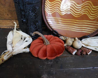 Small Orange Velvet Pumpkin