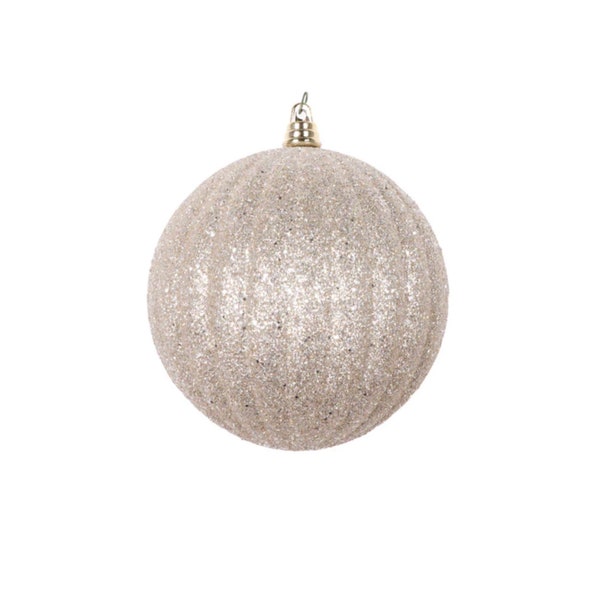 Platinum Glitter Pleated Ornaments, 8 inches