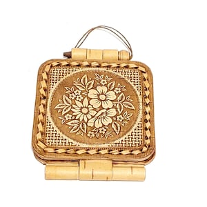 Écorce de bouleau Bois Miroir de voyage Miroir de poche Miroir de maquillage Eco Produit fait à la main en Sibérie