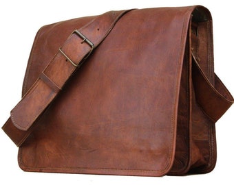 Unisex Zigen lederen laptoptas Messenger schoudertas laptop mannen vrouwen Vintage Quist tas handgemaakt