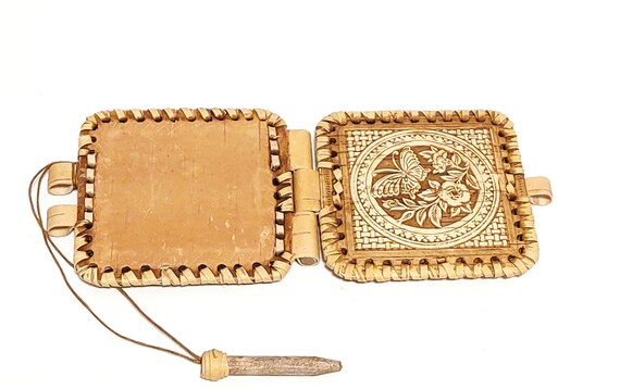 Miroir De Sac En écorce De Bois Artisanat Russe - Neuf Avec étiquettes, 8,5 Cm