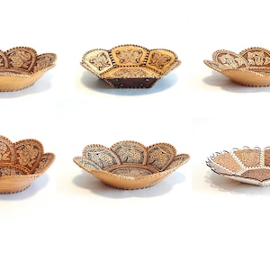 Cuenco de madera de corteza de abedul Plato grande 25 x 5 cm Producto ecológico natural orgánico Hecho a mano