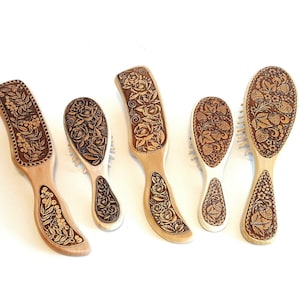 Birch wood hair brush head massage comb brush eco natural organic product handmade