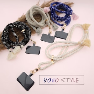 Universal Handykette BOHO STYLE mit Karabiner I optional mit Patches für Handyhülle I Hippie-Chic