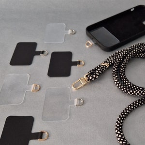 Set of 2 mobile phone chain adapters l Universal mobile phone chain patches (2 pieces) I 1x black and 1x transparent