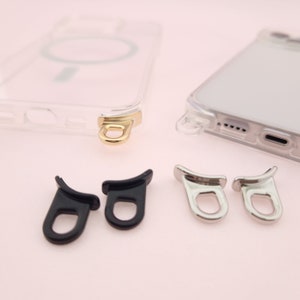 Case für Handykette mit herausnehmbaren Ösen I transparente Handyhülle: Ösen in Gold/Silber/Schwarz/Clear I Phone Strap Case Mio.3 by keewee