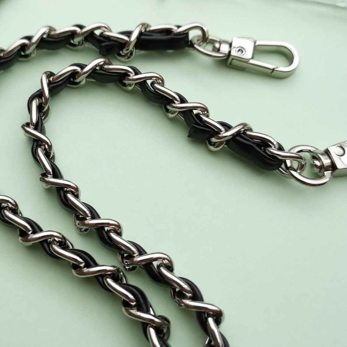 Mobile Phone Chain SILVER METAL BLACK Interchangeable Tape Etsy