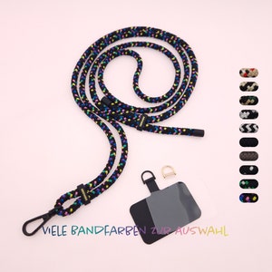 Universal mobile phone chain ONE with carabiner in black I optionally with patch for mobile phone case I other cord colors to choose from