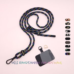 Universal phone chain ONE with carabiner in black | optional patch for phone case | other cord colors available