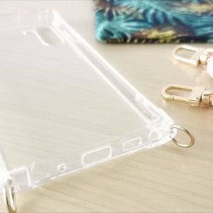 Case with rings for cell phone chain I transparent | Rings gold or silver