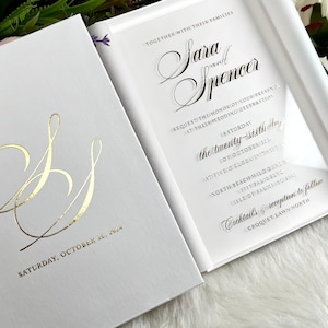 Box Wedding Invitation card with Acrylic, Save the Date, & RSVP Card | White Wedding Invites | Custom Wedding Invitations Unique Invitations