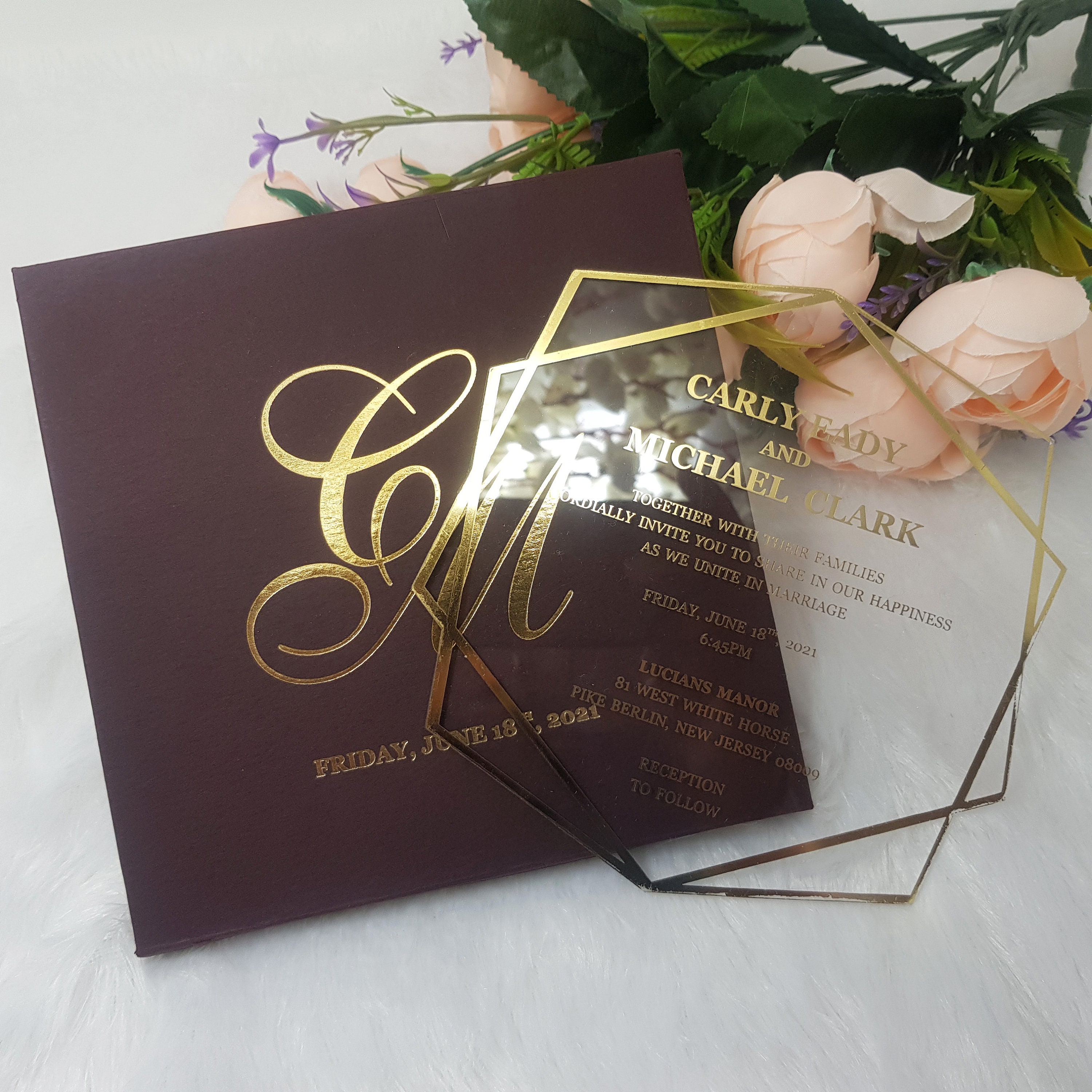 Luxury Wedding Invitation Acrylic Invitations Plexiglass Etsy UK