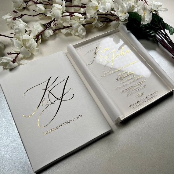 Acrylic Wedding Invitation, Elegant Black Wedding Invitations