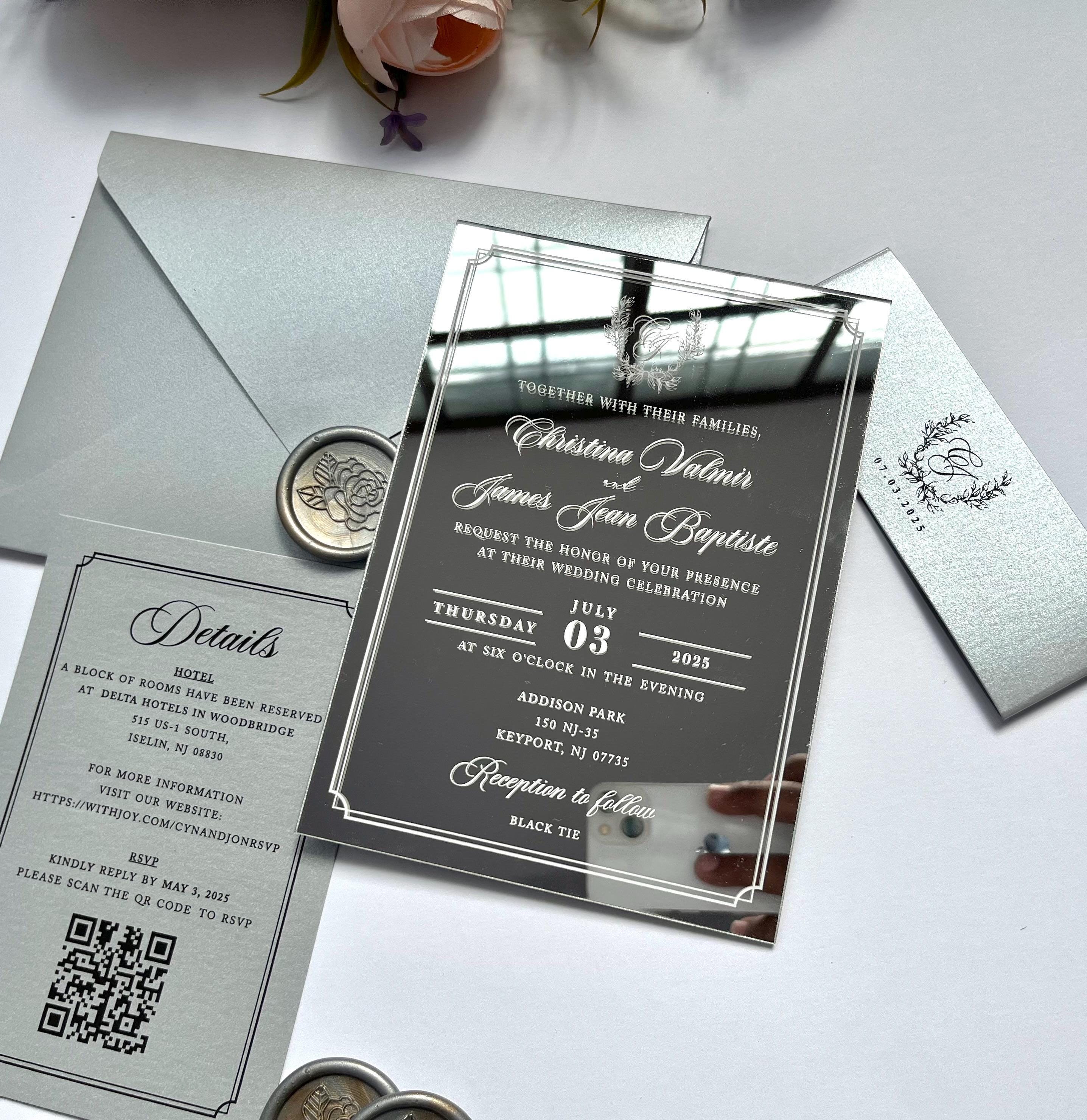 Elegant Mirror Silver Acrylic Invitations, Wedding Invites With ...