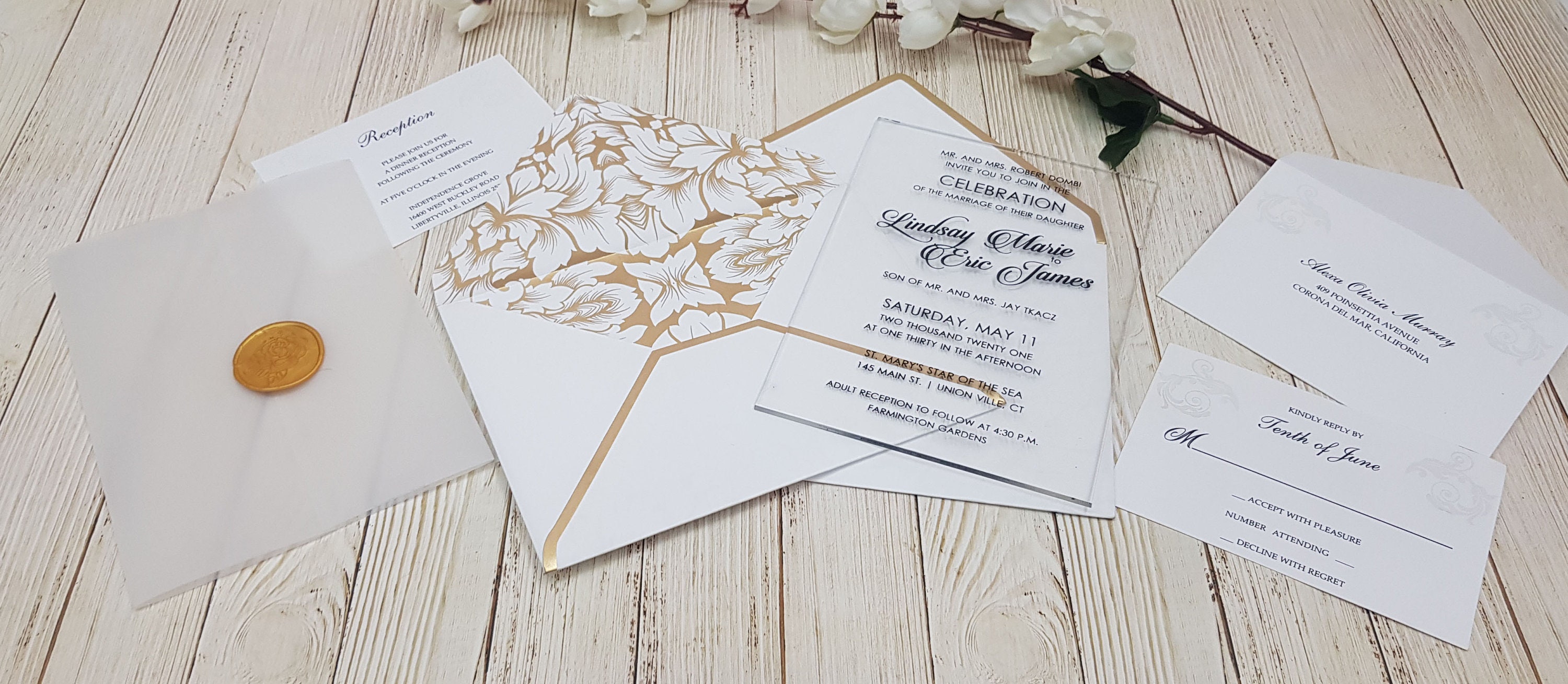 Clear Acrylic Invitation, Wedding Invitation, Wedding Invitations, RSVP ...