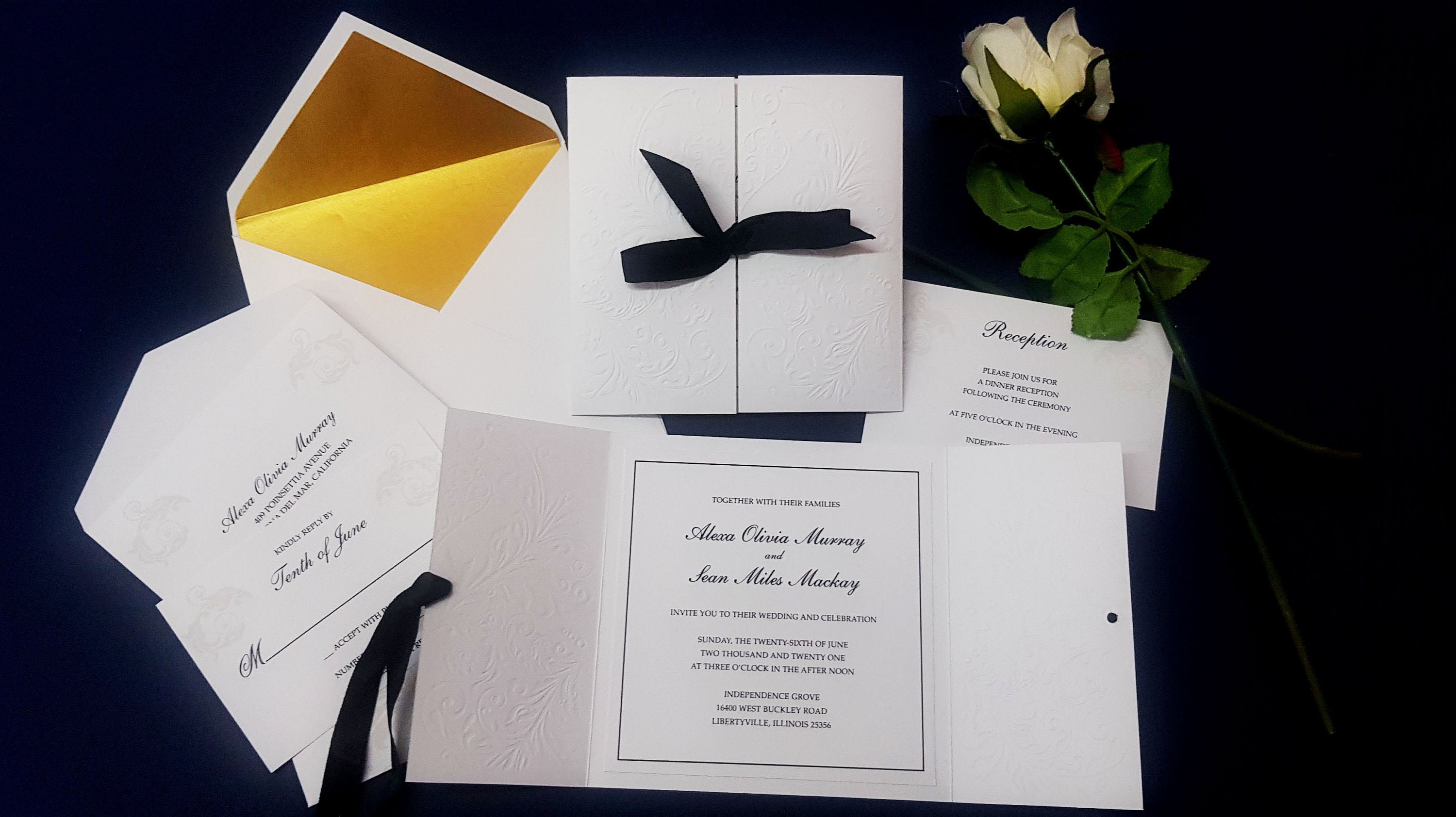 White Color Embossed Invitation Wedding Invitations Wedding Etsy