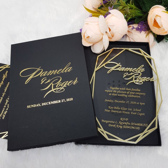 Acrylic Wedding Invitation, Elegant Black Wedding Invitations, Unique  Invites, Real Foil, Acrylic Invite, Invitation Card 