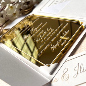 Mirror Acrylic Wedding Invitations | Invitation Cards | Elegant Invitation - RSVP card and Detail cards