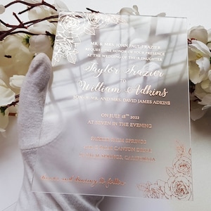 Custom Acrylic Wedding Invitation, Acrylic Invites,Acrylic Invitation, Transparent Invitation, Eucalyptus Design Invitation, White Invites