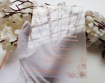 Custom Acrylic Wedding Invitation, Acrylic Invites,Acrylic Invitation, Transparent Invitation, Eucalyptus Design Invitation, White Invites