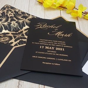 Wedding Invitation, Gold Foil Invitations, Calligraphy Script Personalised Elegant Wedding Invitation, Luxury Set - Modern Elegance