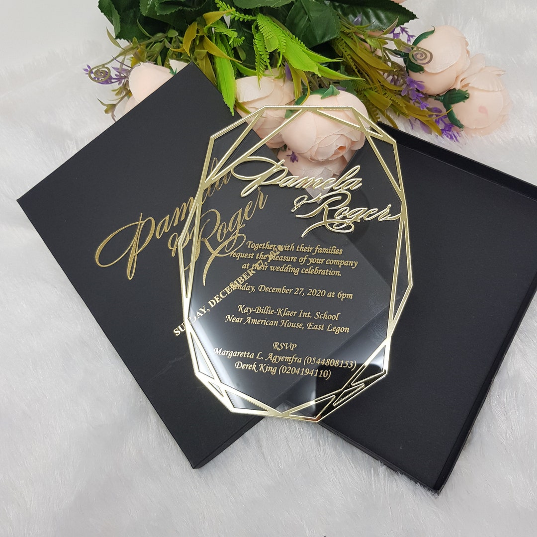 Acrylic Clear Invitation, Geometric Wedding Invitations, Transparent ...