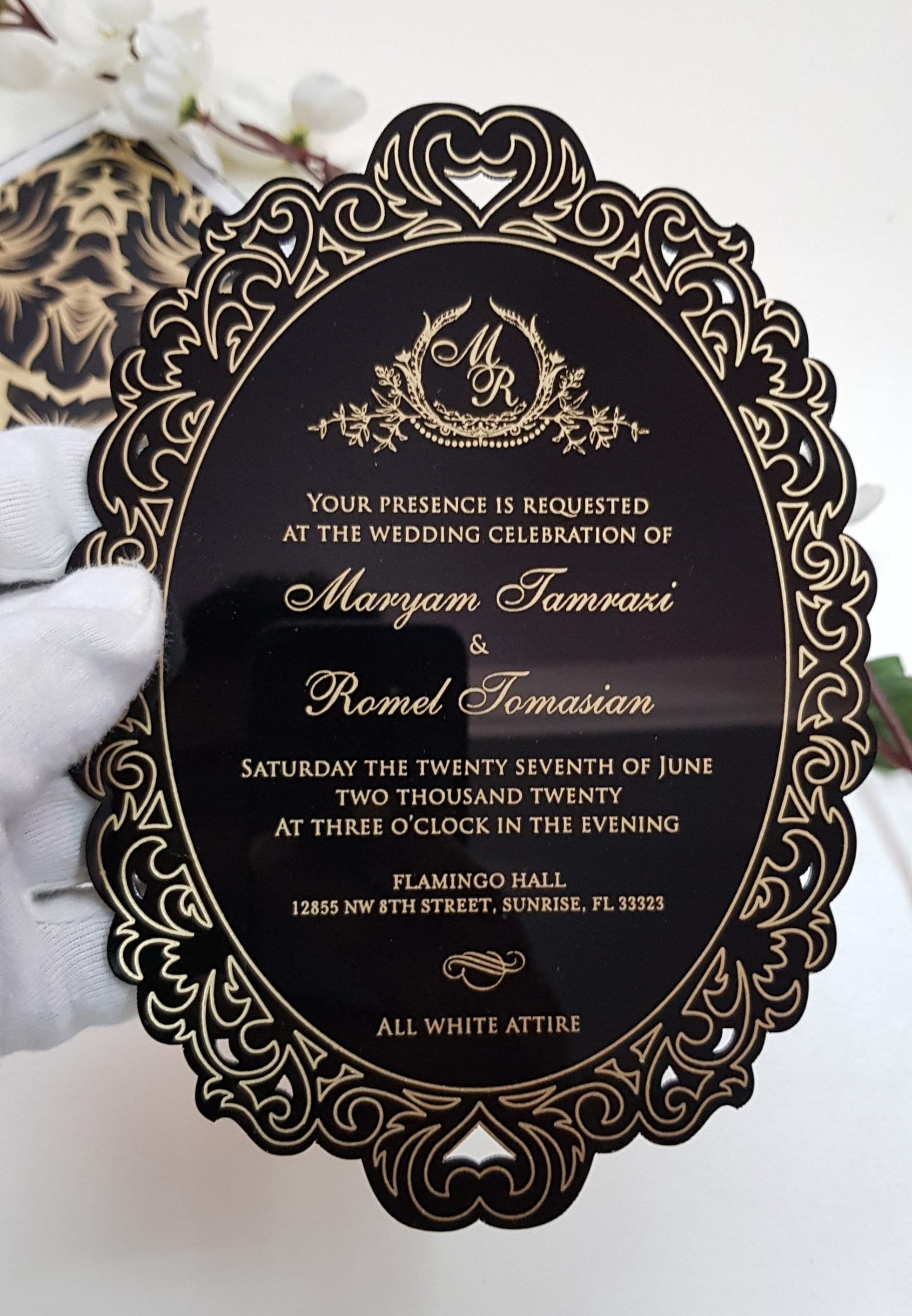 Vintage Black Acrylic Wedding Invitations Luxury Invitation - Etsy