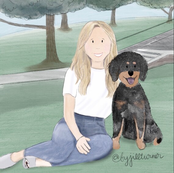 Custom Family Drawings with Dog