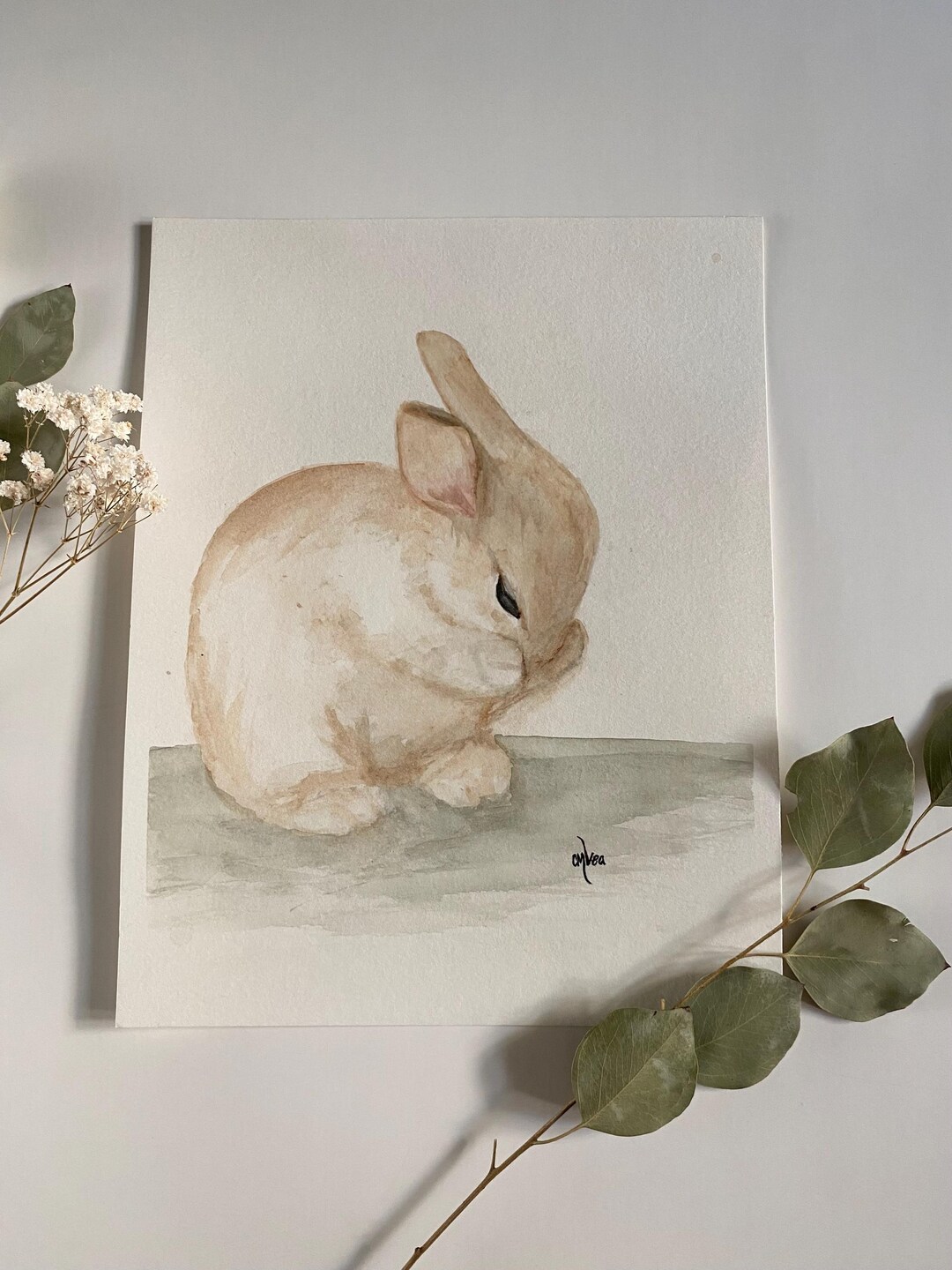 Original Baby Bunny Watercolor Painting - Easter Decor - Etsy