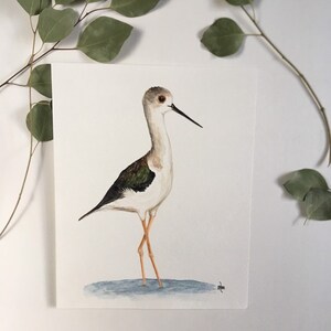 Stilt Bird Watercolor Painting: Original Art, 10x8