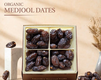 Laumiere Gourmet Fruits - Organic Jumbo Medjool Dates - Halal - 4.4 Lbs - Sealed With Nitrogen - Produced and Packed in California