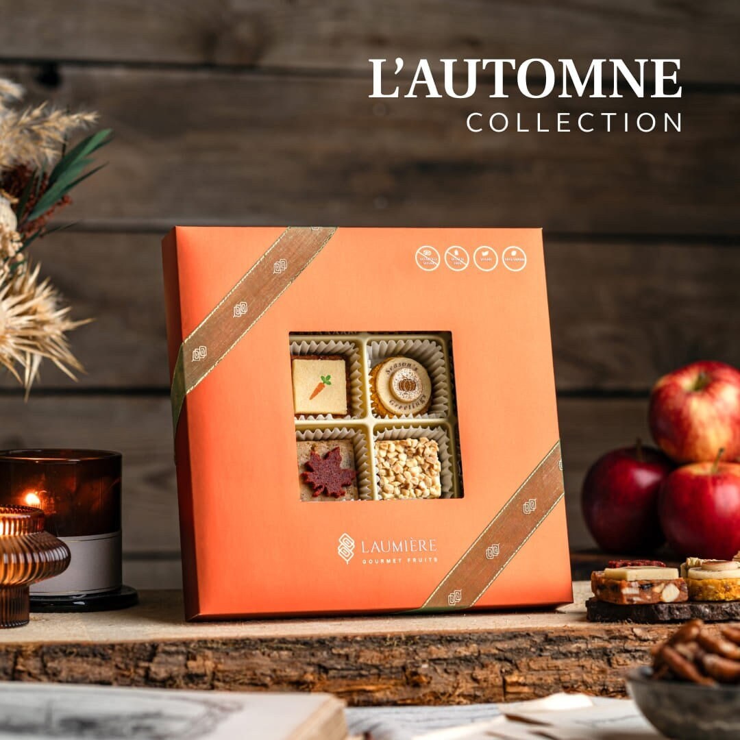L&#39;Automne Collection Square | Healthy Gift Basket | Laumière Gourmet Fruits | Fall Treats | No Added Sugar | Gluten Free