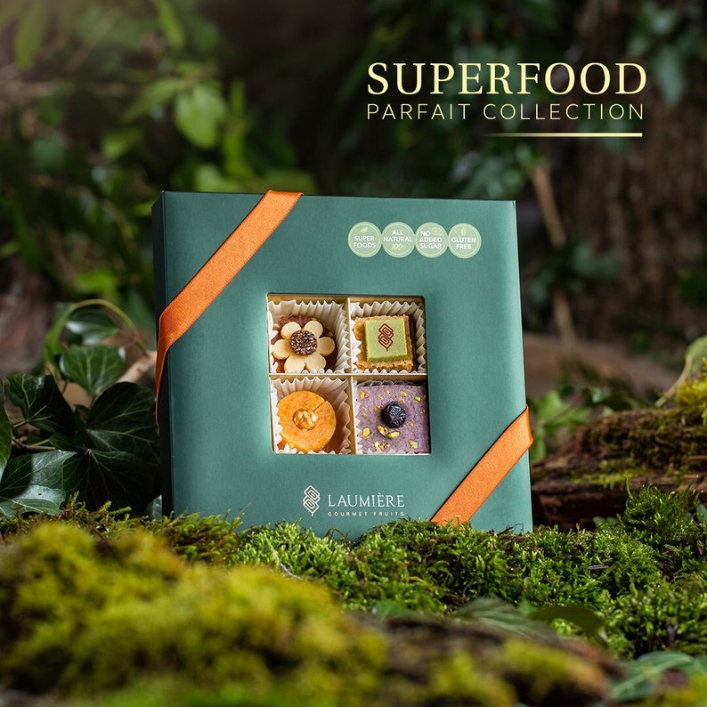 Superfood Parfait Kollektion Quadrat Gesunder Geschenkkorb Energie Superfood & Nüsse Laumière Gourmet Früchte Ohne Zuckerzusatz Glutenfrei Bild 1