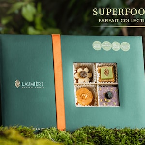 Superfood Parfait [Prostokąt] | Zdrowy kosz prezentowy | Super Food & Nuts | Pudełko prezentowe z wykwintną żywnością | Bez dodatku cukru | Luksusowy prezent premium