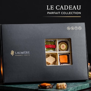Kolekcja Le Cadeau Parfait [Prostokąt] | Pudełko na słodkie smakołyki | Pudełko na desery Artisan [Prostokąt - 24 sztuki] | Kosz prezentowy ze zdrową żywnością