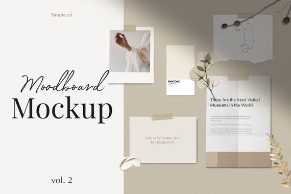 Download Moodboard Mockup Scene Creator Paper And Flowers Mockup Etsy PSD Mockup Templates