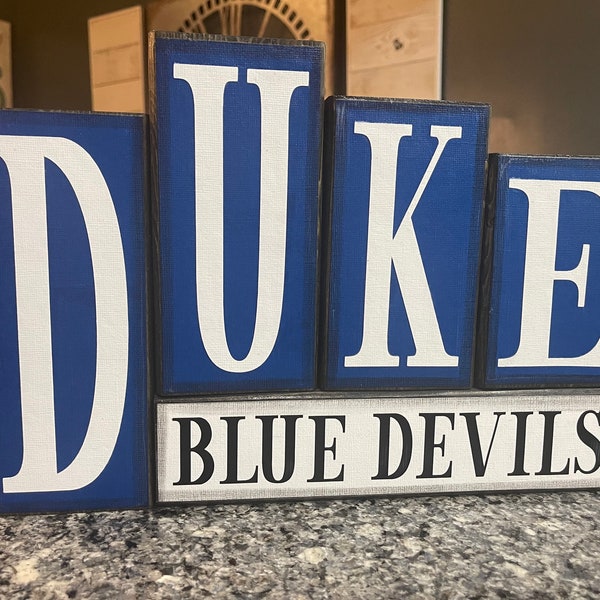 Duke Blue Devils Wood Block Set, mancave, decor, office decor, sports, sign, wood, gift, basketball