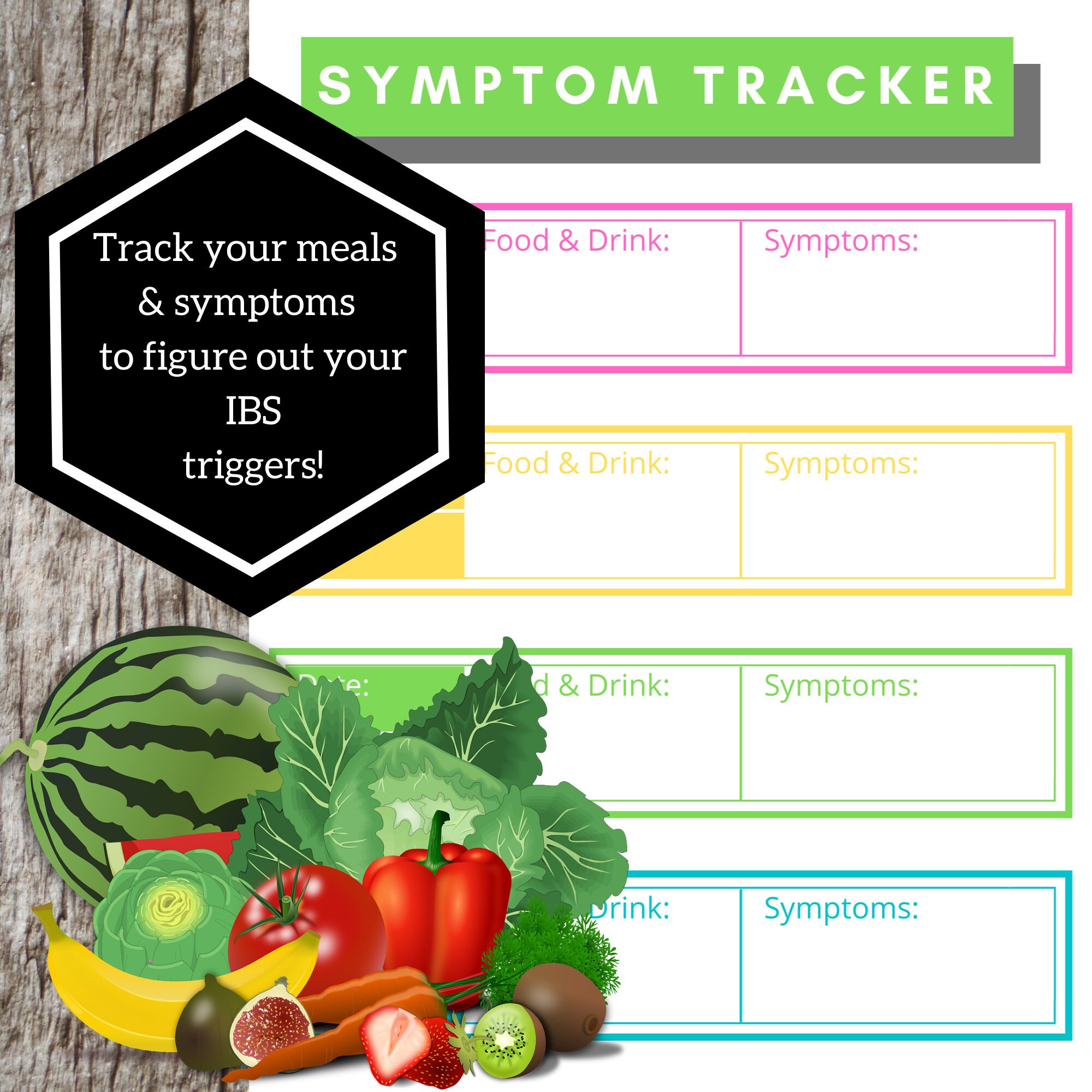 IBS food diary & Symptom Tracker printable digital download | Etsy