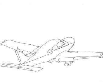 Minimalist One Line Digital Airplane Art Printable