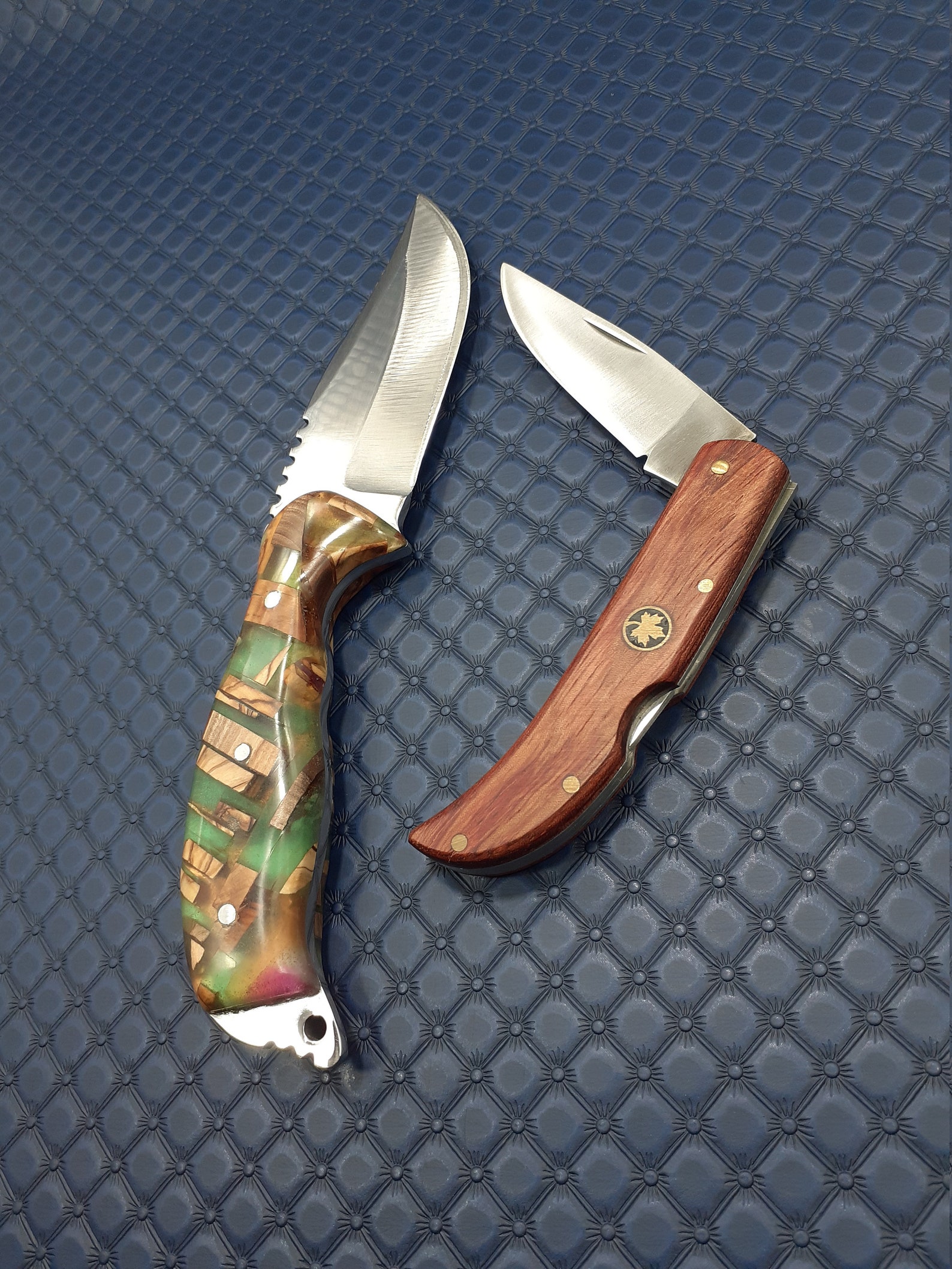 Hunting knife handmade epoxy wooden handle single item special Etsy