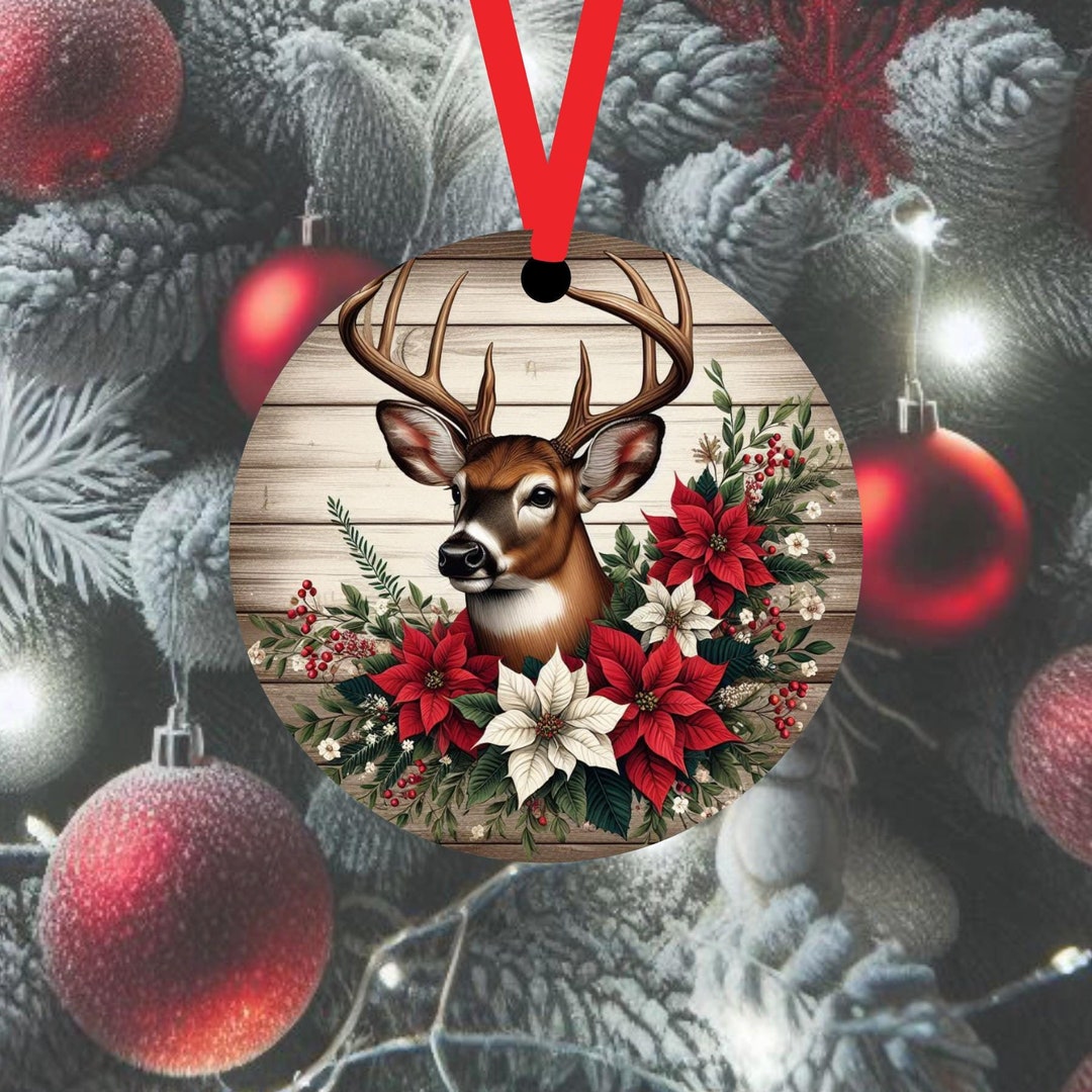 Whitetail Deer Christmas Ornament Hunter Gift, Doublesided Metal Etsy